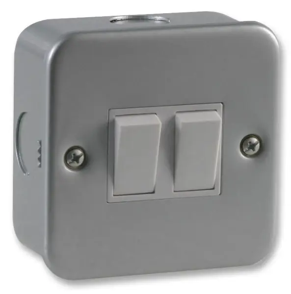 PRO ELEC Metalclad 2 Gang 2 Way Light Switch