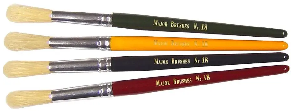 MAJOR BRUSHES - Pinceaux poils de sanglier bouts ronds, taille 18, lot de 4