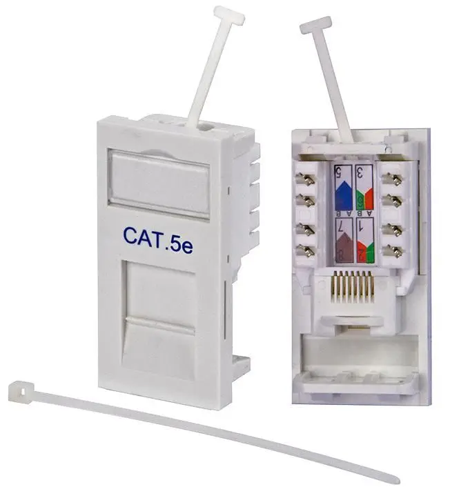 PHILEX Cat5e RJ45 Wall Outlet Module, White