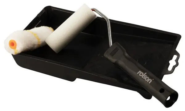 Rolson 4 inch (100mm) Mini Paint Roller & Tray 4-Piece Set