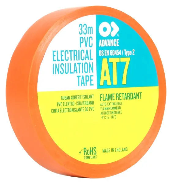ADVANCE TAPES AT7 PVC Electrical Insulation Tape - Orange Green 19mm x 33m