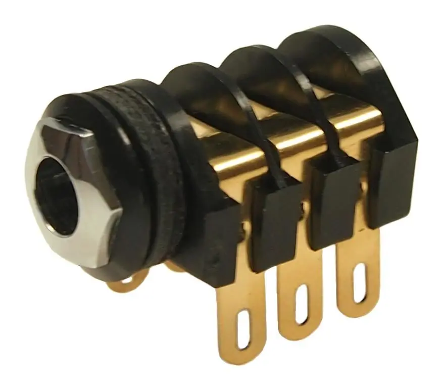 CLIFF 6.35mm Stereo Gold Switched Jack Socket, 3 Contacts