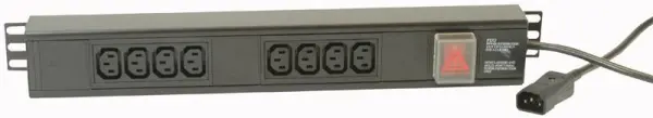 POWERDATA TECHNOLOGIES 8-Way IEC C13 PDU with C14 Plug, Vertical Rack Mount