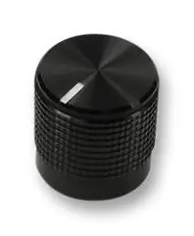 Aluminium Knurled Control Knob, 6mm Spline, Black with White Line