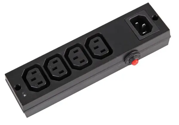 PRO ELEC 4-Way IEC Distribution Block with Overload Switch