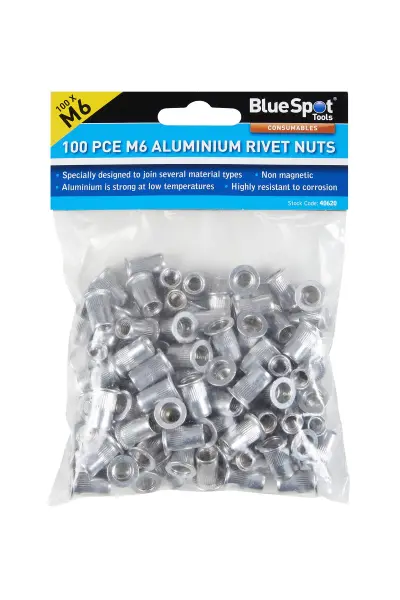 Blue Spot Tools M6アルミ製リベットナット 100個セット