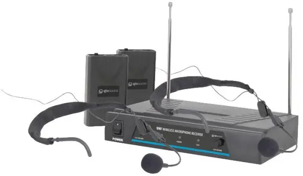 QTX Sound VHF Neckband Wireless Microphone System, Dual Channel