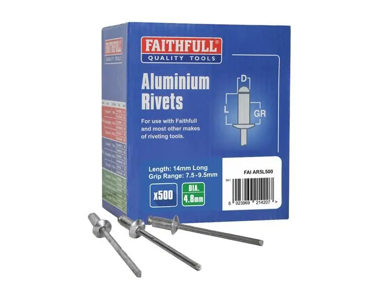 Faithfull - Aluminium Blindnieten 4,8 x 14mm, 500 Stück