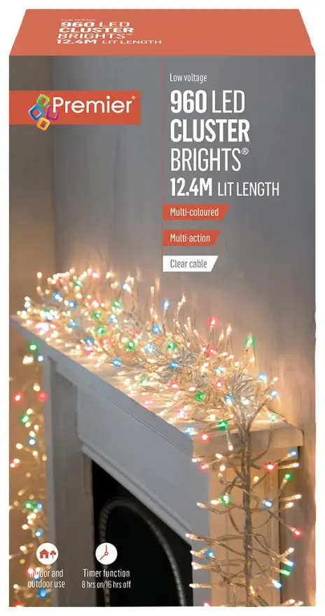 Raraion 12m Multi-Colour LED Christmas Lights with Timer