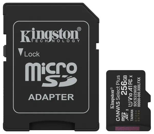 Kingston Canvas Select Plus 256GB MicroSDXC Memory Card, Class 10 A1, 150MB/s