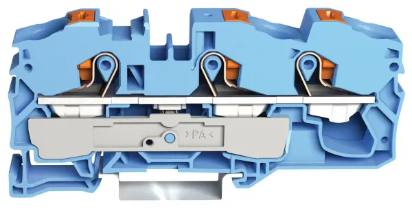 WAGO 3 Conductor Push-In Terminal Block with Test Port, 800V 76A, Blue