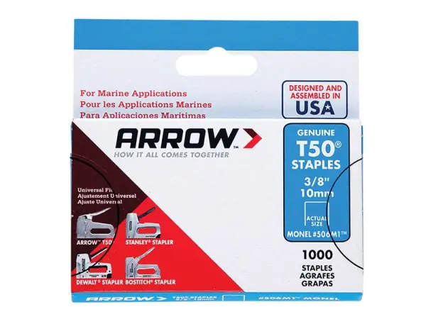 Arrow T50M 506m 모넬 스테이플 10mm (3/8인치), 1000개입
