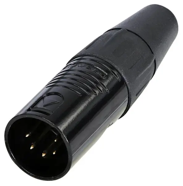 Rean RC5M-B 5 Pole XLR Plug, Black with Gold Contacts