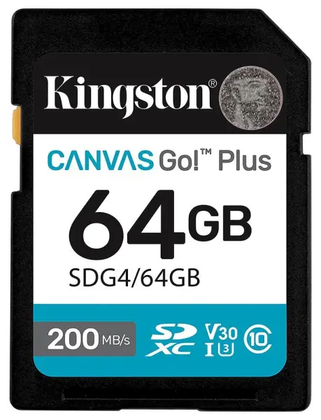 Kingston Canvas Go! Plus 64GB SDXC Memory Card, UHS-I U3 V30