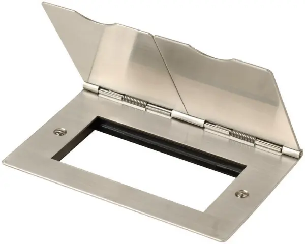 CLICK 2 Gang Quad Aperture Floor Socket Plate with Spring-Loaded Lid