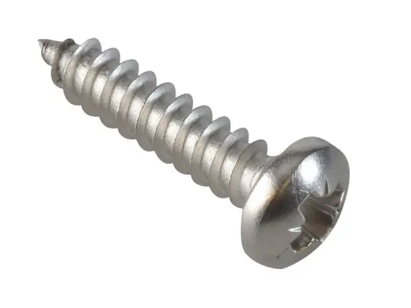 ForgeFix Self-Tapping Screws, Pozi Pan Head, A2 SS, 3/4in x 8, Pack of 30