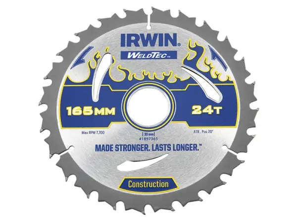 IRWIN Weldtec Cirkelzaagblad 165mm x 30mm, 24T ATB