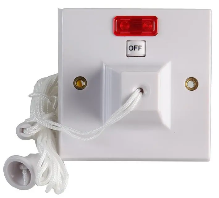 Interrupteur à tirette Volex 50A avec voyant néon, blanc, BSEN60669-1