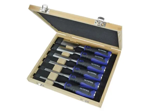 Faithfull Soft Grip Chisel Set with Storage Box, 6-Piece