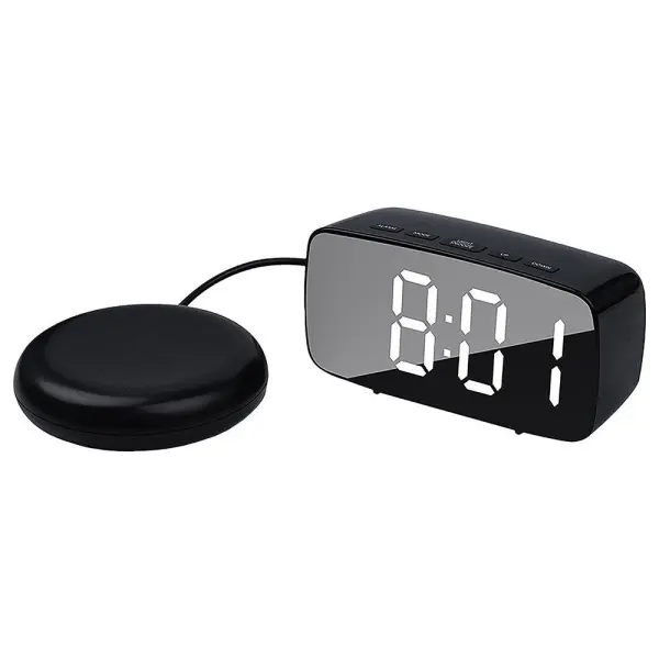 LIFEMAX Big Digit Alarm Clock with Vibration Pad Black