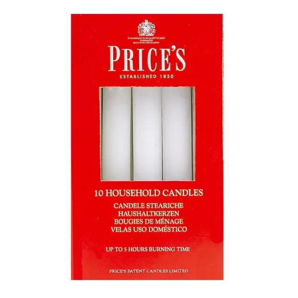 Price's Household Candles White, Pack of 10