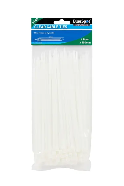 Blue Spot Tools - Lot de 100 attaches 4,8 mm x 200 mm en nylon blanc