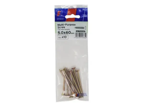 ForgeFix Multi-Purpose Pozi Screws CSK ST ZYP 5.0 x 60mm (Pack of 10)