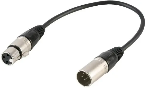 Pulse 5-Pin Male to 3-Pin Female DMX Adaptor Lead, 0.22m