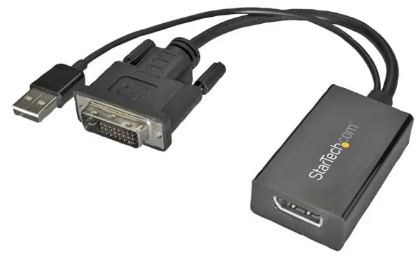 STARTECH DVI-D to DisplayPort 変換アダプタ USB電源付き