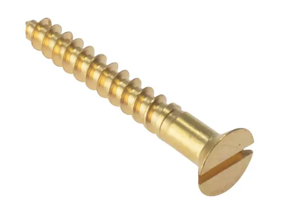 ForgeFix Solid Brass Wood Screws, Slotted CSK, 1in x 8 - Pack of 200