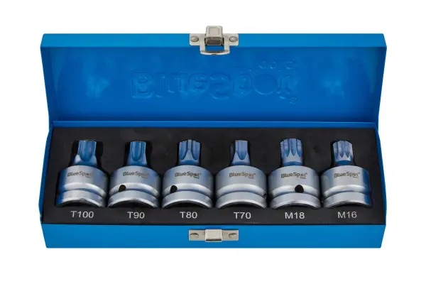 Blue Spot Tools - Set Soket Bit Torx & Spline 3/4'' 6-Keping T70-T100 M16-M18