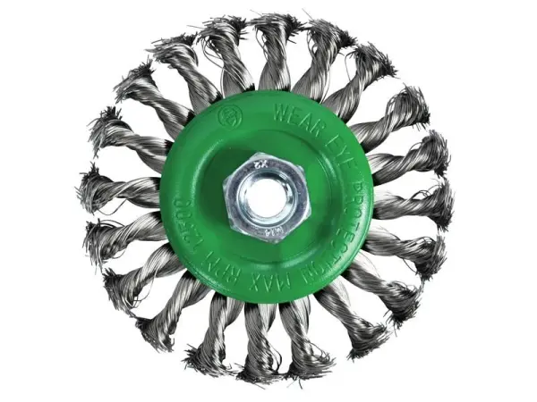 Faithfull Flat Twist Knot Wire Brush 115x12mm M14x2, 0.35mm Stainless Steel