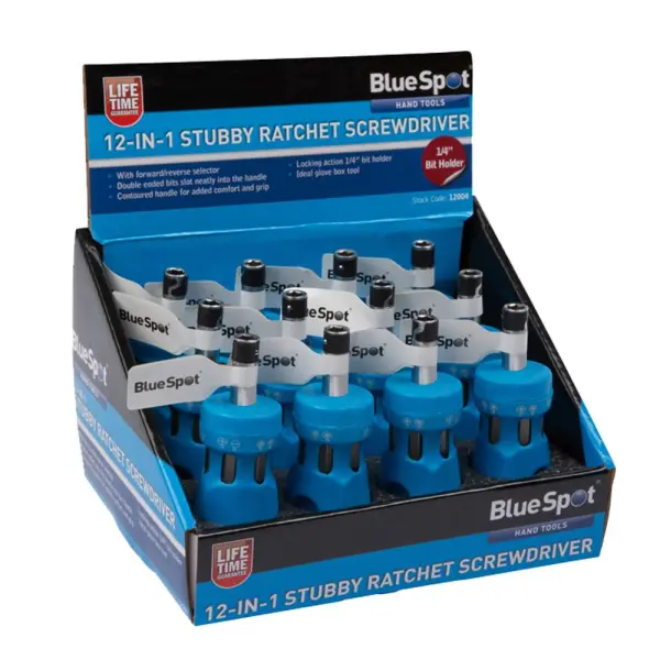 Blue Spot Tools - 12-in-1 Korte Ratelschroevendraaier 100mm