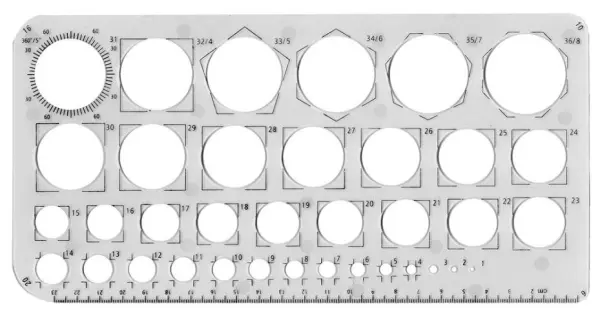 MAJOR BRUSHES - Gabarit à cercles et rapporteur, 130x260mm