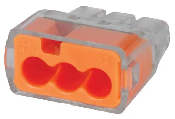 IDEAL In-Sure Push-in 3-Port Wire Connectors, Orange, 4mm²