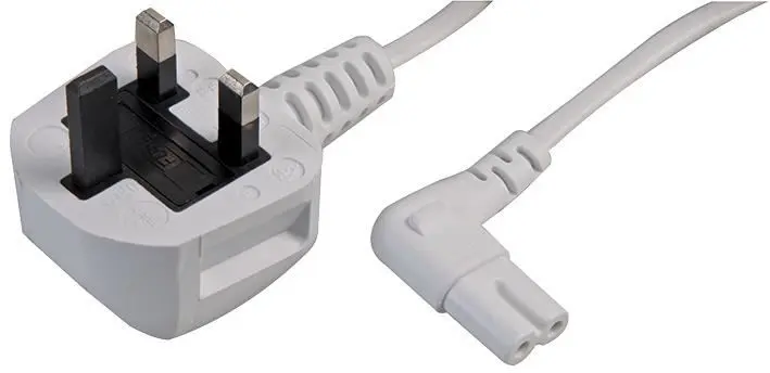 PRO ELEC Cable de Alimentación de 3m con Enchufe UK a Conector C7 en Ángulo, Bl