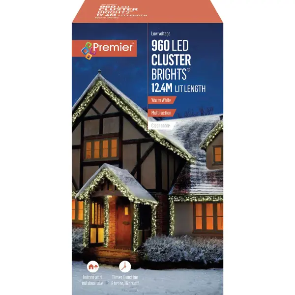 Premier 960 LED Warm White Christmas Cluster Lights