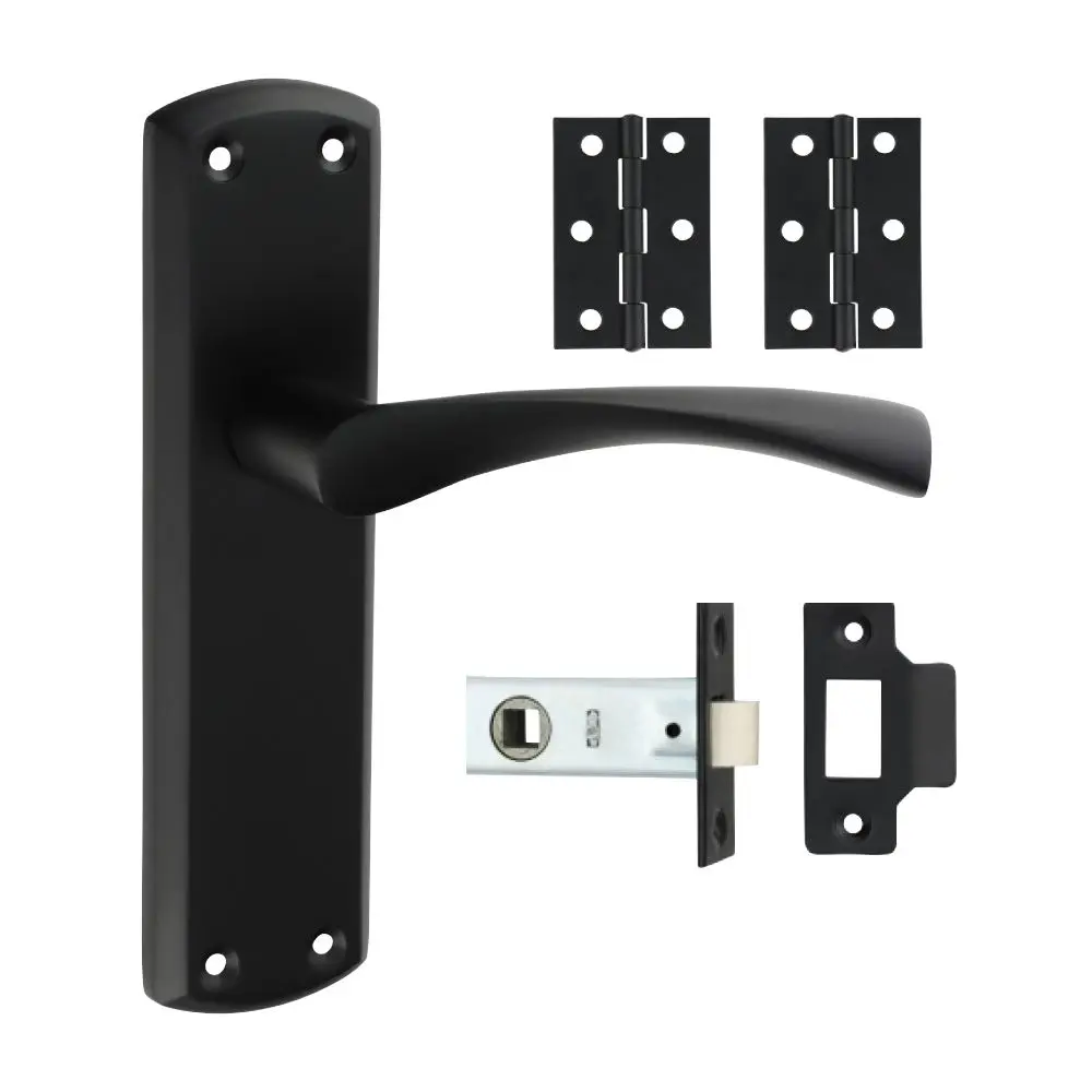 Timco Zeta Latch Door Pack, Matt Black, Zinc