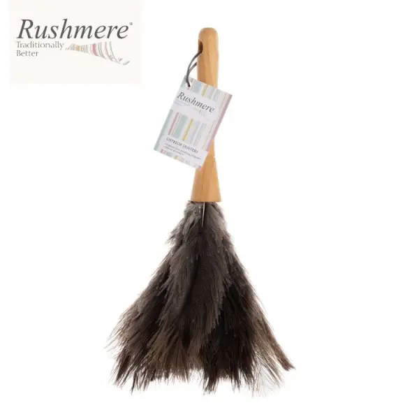 Rushmere Premium Ostrich Feather Duster with Wooden Handle, Medium 15''