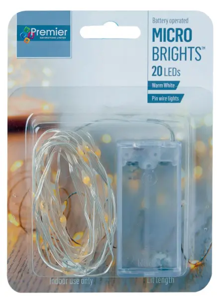 RARAION 20LED vánoční světla na drátku, teplá bílá, 1,9m