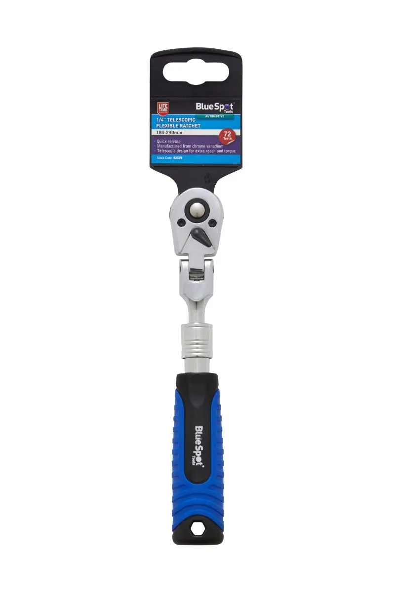 Blue Spot 1/4″ Telescopic Flexible Ratchet, 180-230mm, 72 Teeth