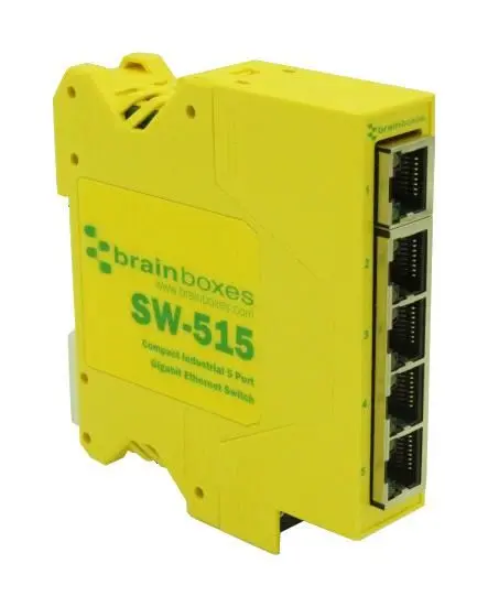 Brainboxes - Commutateur Ethernet Industriel Gigabit 5 Ports, Montage Rail DIN