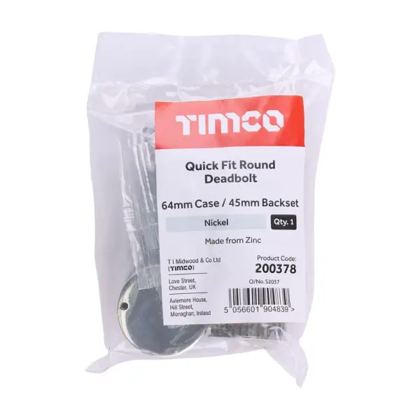 Timco – QuickFit Στρογγυλή Κλειδαρίδα Θανάτου νικελίου 64mm case / 45mm backset