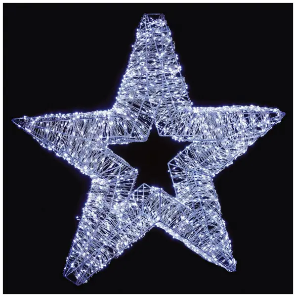 Premier Decorations Silver Christmas Star with 1700 White LEDs, 60cm, Mains
