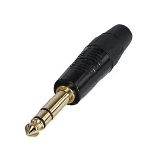 REAN 6.35mm Stereo Jack Plug, Black with Gold Contacts