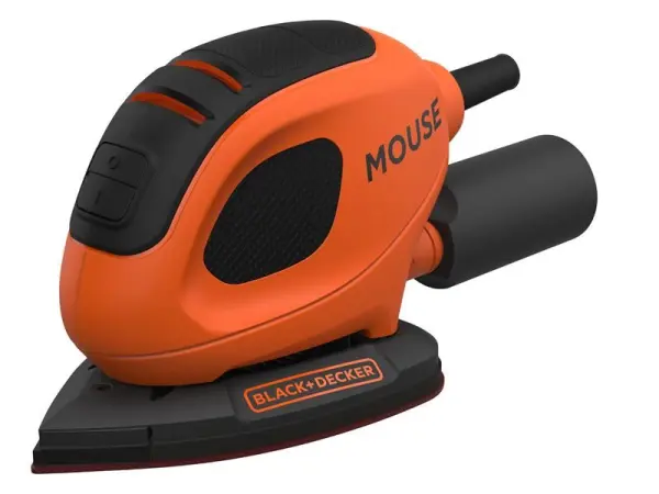 BLACK + DECKER Levigatrice a Forma di Topo 55W con 6 Fogli di Carta Vetro