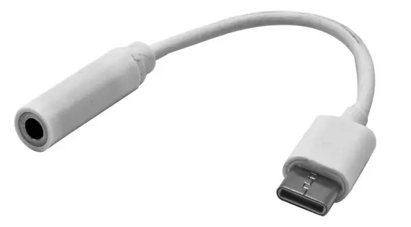 DYNAMODE USB-C naar 3.5mm Hoofdtelefoonadapter, Wit, 130mm