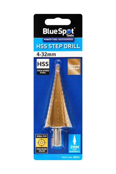 Blue Spot Tools - Broca Escalonada HSS, Revestida a Titânio, 4-32mm