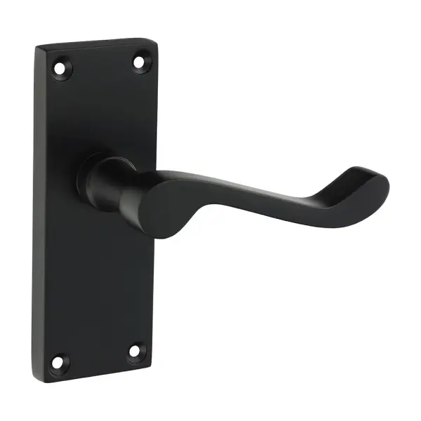 Timco Victorian Scroll Latch Handle, Matt Black, 114 x 42mm, 2-Pack