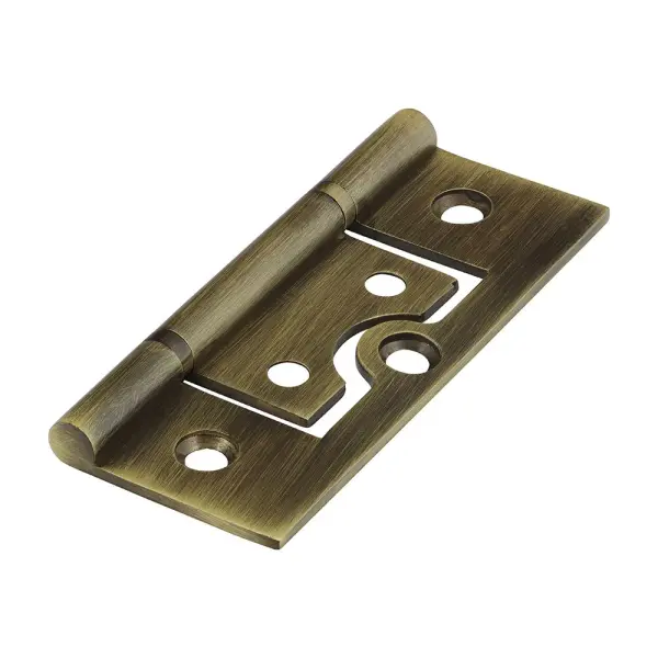 Timco Solid Brass Flush Hinges, Antique Brass, 75x50mm (2 Pack)